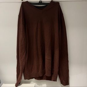 Brown V-neck sweater